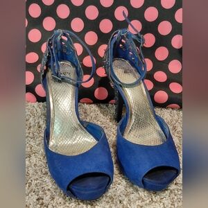 Gianni Bini Royal Blue Peep Toe Heels